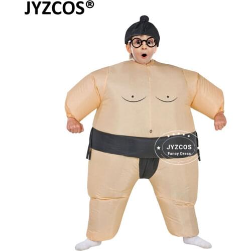 JYZCOS Japan Funny Sumo Run Suits Wrestler Costumes Kids Unisex Inflatable Fancy Dress Halloween Carnival Airblown Outfit