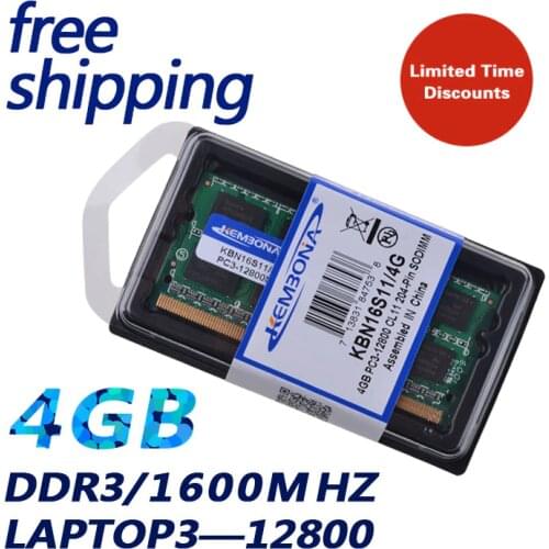 KEMBONA LAPTOP DDR3 4GB 1600Mhz 4G 204-Pin Brand New Sealed SODIMM Memory Ram Memoria For Laptop Notebook Lifetime