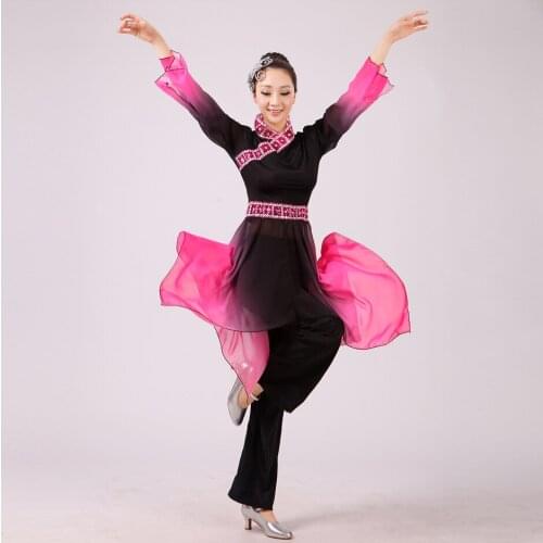 Chinese Classical Dance Costumes Yangko Dance Black Gradient Costumes Female National Dance Drum Wear Stage Performance Clothes