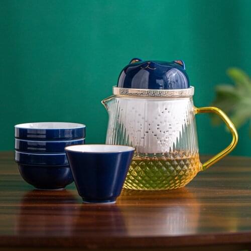 Kitchen ceramic lucky cat travel tea set portable teapot tea cup Kung Fu tea bowl convenient mug coffee cup outdoor tea maker