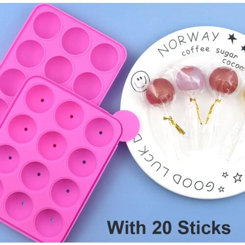 Lollipop Mold 12 hole Round Silicone Candy Chocolate Mold Chocolate Cake Baking Shape Cake Tools Tray
