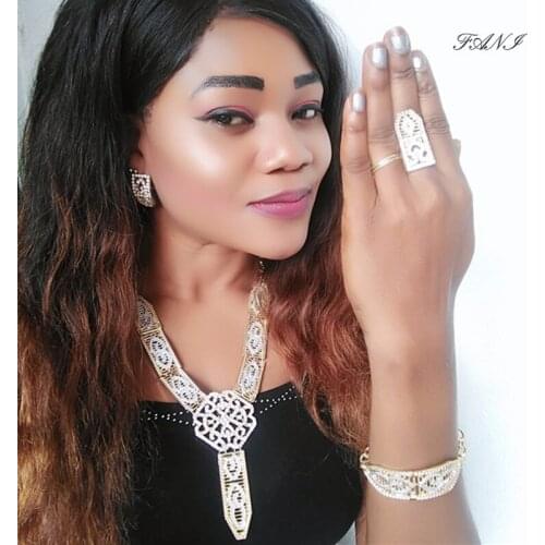 Fani Fashion African Beads Jewelry Set Wholesale Dubai Gold Jewelry Set Brand Nigerian Wedding Bridal Bijoux Jewelry Set