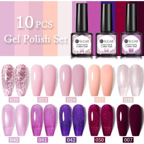 UR SUGAR Gel Polish Set Popular Color Varnishes Glitter Sequins Soak Off Semi Permanant UV LED Nail Art Hybrid Lacquers