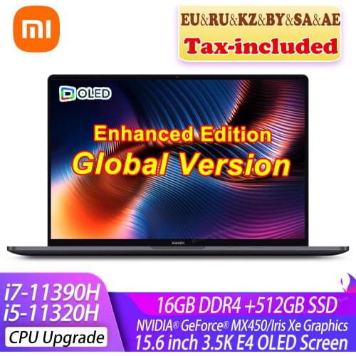 Enhanced Version Xiaomi Laptop Pro 15 i7-11390H/i5-11320H MX450 OLED 3.5K Super Retina Screen Mi Notebook 15.6Inch 100%sRGB PC
