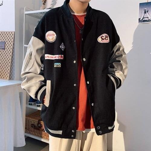 2021 spring new fashion Korean version of the trend mens casual sports plus size jacket hip-hop male pilot baseball jacket