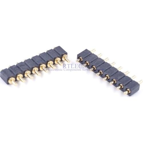50pcs Spring Loaded Pogo Pin Connector 8 Pin 2.50 mm Pitch 5.5 mm Height Through Holes PCB Vertical Single Row 8 Poles