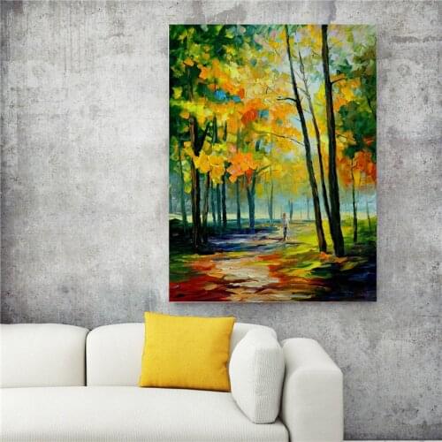 Chinese Style Bamboo Forest Walkway Smudge Poster Art Bamboo Poetic Frameless Poster Canvas Oil Painting Home Decor Painting