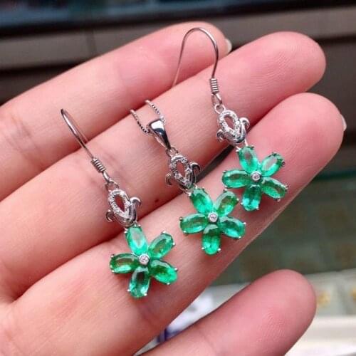 Natural Gemstone Earrings/Necklace 925 Sterling Silver Wedding Engagement Fine Jewelry Sets Gift for Women