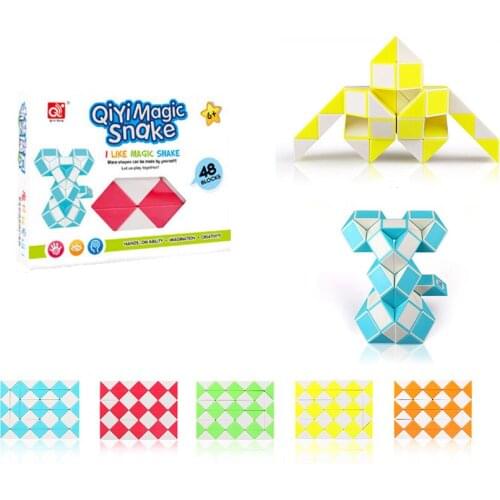 QiYi 48 Blocks Snake Magic Cube Blocks Snake Twist Puzzle 48 Blocks Magic Ruler Christmas Gifts For Kids