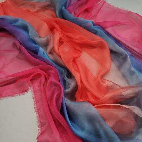 On Sale Ombre Fabric 5 Yards Chiffon Thin Soft Dancing Dress Breathable Flowing DIY dress fabric