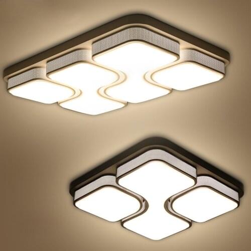 Modern Led Chandeliers for Living Room Bedroom Room AC85-265V Square White/black Indoor Ceiling Chandelier Lamp Fixtures