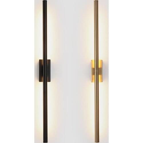Modern simple linear tube LED up down background opposite wall light LED bedside foyer corridor black gold LED sconce WF1016