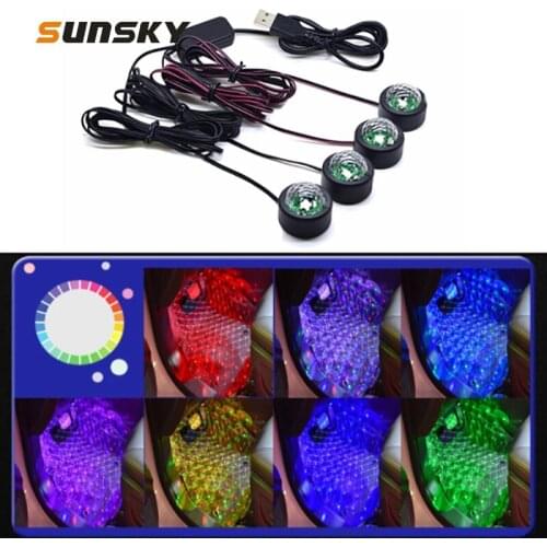 Universal Car LED Atmosphere Lights Auto Interior USB Emergency Foot Light