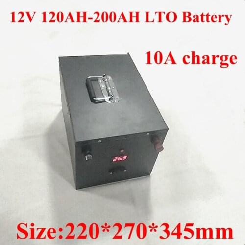 Waterproof LTO 12V 120Ah 130Ah 150Ah 200Ah Lithium Titanate 12v LTO Battery with BMS for Motorhome Solar System Boat+10A Charger