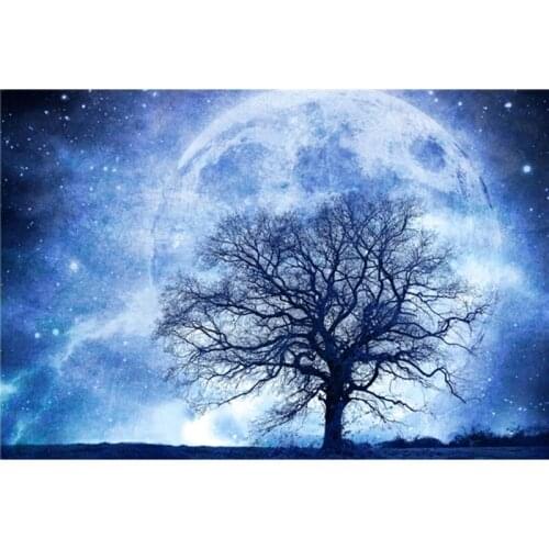 Needlework, Diamond embroidery, diy full drill diamond painting, picture 3d crystal rhinestones mosaic - Blue moon & tree A6891R