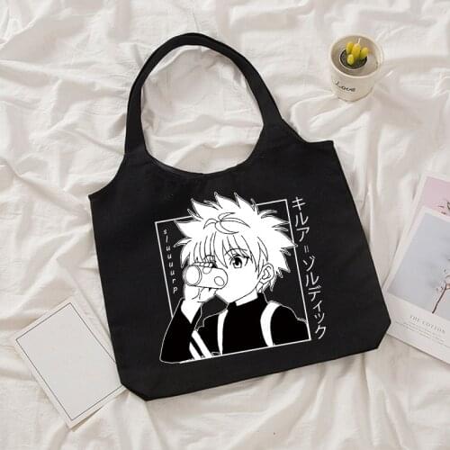 Japanese Anime hunter x hunter Shopping Bag Eco Manga Tote Harajuku Shopper Bag Women Canvas Shoulder Bag Killua Zoldyck Hisoka