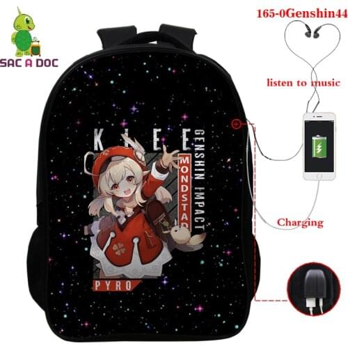 3D Print Genshin Impact Women Backpack Cartoon Mochila for Girls Boys Travel Rucksack Anime Print Shoulder Bag for Teenage Bags
