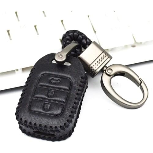 2&3 Button Remote Key Case For Honda XRV Fit Spirior Dio CRV Crider Accord Jazz HRV FRV Car Key Holder Leather Fob Cover Keyring