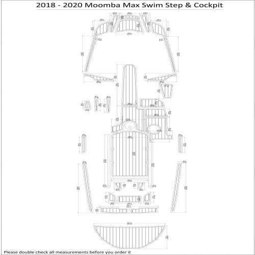 2018-2020 Moomba Max Swim Step & Cockpit Pad Boat EVA Teak Decking 1/4" 6mm