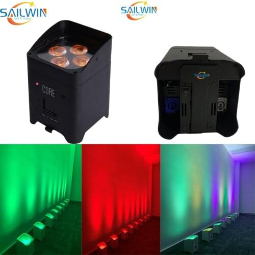 4X18W 6in1 RGBAW+UV 2.4G Battery Operated Wireless APP Smart LED UPLIGHT DJ LED Par Light Stage Lighting For Party Club PowerCon