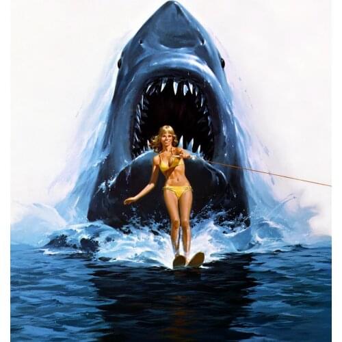 JMINE Div 5D Jaws shark Lady surf Ocean Full Diamond Painting cross stitch kits art High Quality Animal 3D paint by diamonds