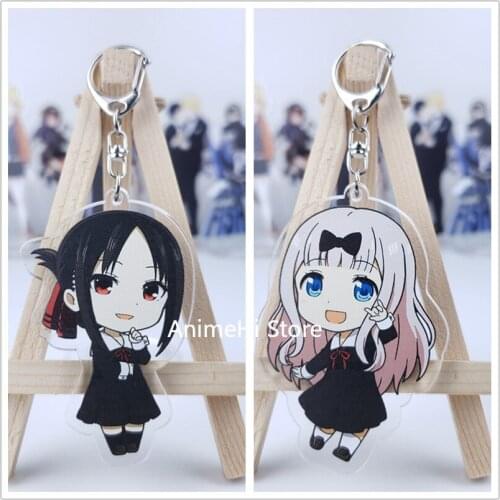 Anime Kaguya-sama Love Is War Keychain Figure Fujiwara Chika Shinomiya Kaguya Acrylic Bag Pendant Keyring for Gift
