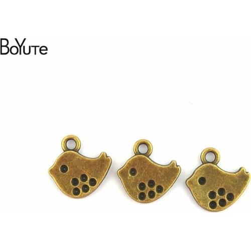 BoYuTe (50 Pieces/Lot) 15*15*2MM Antique Bronze Plated Zinc Alloy Cute Little Bird Charm Pendant Metal Jewelry Findings