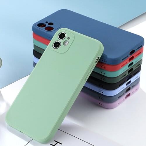 Original Square Liquid Silicone Phone Case For iPhone 11 12 Pro Max Mini X XS XR 7 8 Plus SE 2 2020 Luxury Shockproof Soft Cover