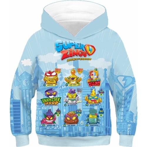 Kids Super Zings Series 6 Team Character Print Hoodies Superzings Sweatshirt Girl Boys Casual Baby Children Pullover Coats Tops