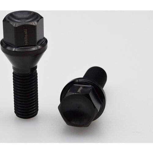 Black lightweight M12*1.5*28 Gr5 titanium wheel bolt for BMW