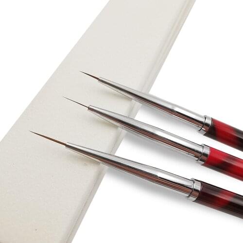 Nail polish brush 3 pieces/set of UV gel for nail polish brush painting stripe flower 2 side nail manicure tool