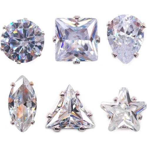 Hisense Alloy Claws 4~10mm AAA Super Shine Crystal Clear Cubic Zirconia Luxury Jewellery Parts For Women Gift DIY