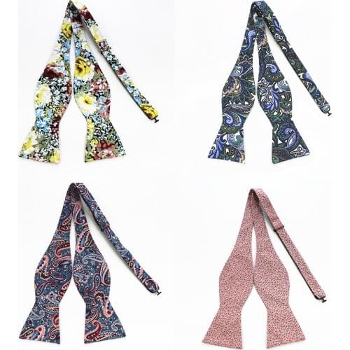 GUSLESON Brand New Cotton Mens Self Tie Bow ties Luxury Tie Floral Bowtie For Men Noeud Papillon Business Wedding Multi-Colors