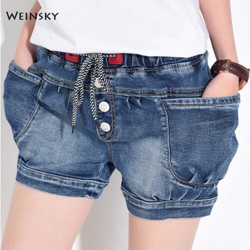 New Women Fashion Denim Bloomers Shorts Plus Size Summer Casual Style Stretch Jeans