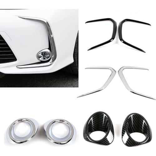 For Toyota Corolla Sedan 2019-2021 Front Fog Light Foglight Lamp Ring Frame Cover Trim Sticker Black Carbon Fiber Matte Silver