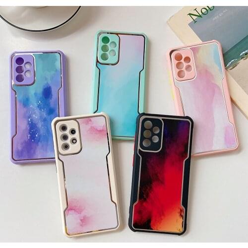 Shockproof Armor WaterColor Marble Phone Case For Xiaomi Redmi Note 10 Pro 9 Pro Mi POCO X3 NFC Soft Silicone Back Cover Coque