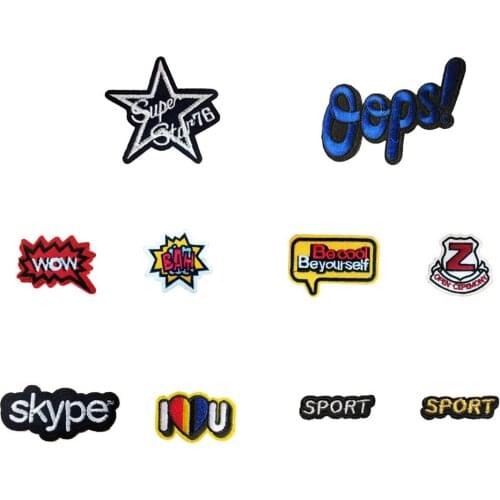 Hot sale Fashion Select Letter Patch Hot melt Adhesive Applique Embroidery Patches Stripes DIY Clothing Accessory C163-C426