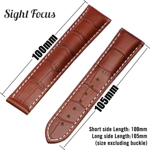 19mm 20mm 21mm Calfskin Genuine Leather Watch Strap for Omega Seamaster Speedmaster DeVille Watchband Bracelet Deployment Clasp