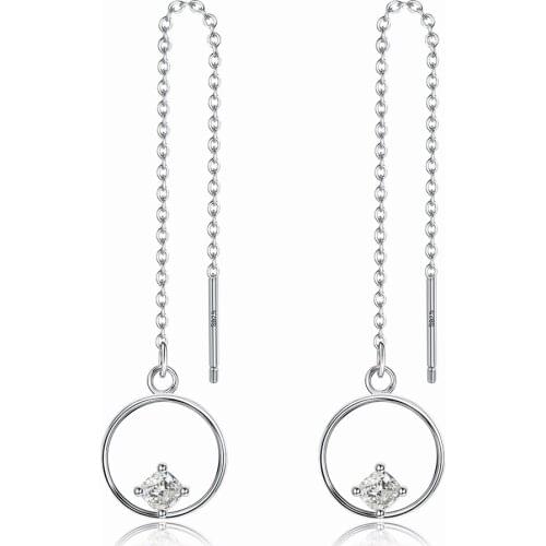 ZEMIO 925 Sterling Silver Long Tassel Earrings For women Circle 5A Cubic Zirconia Drop Earring Female Luxury Anniversary Jewelry