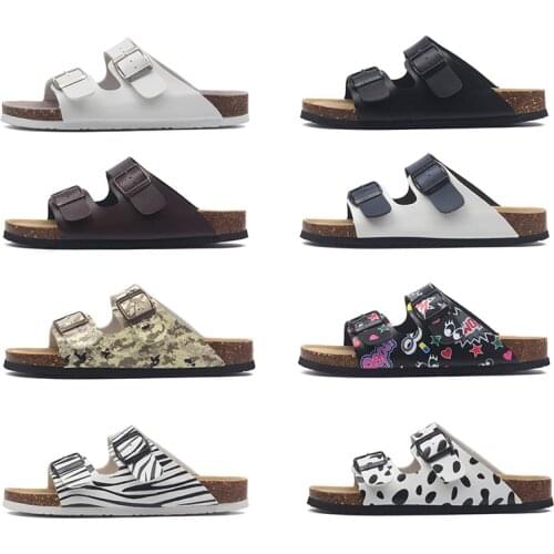 25 Style Summer Beach Cork Slippers Sandals Casual Double Buckle Clogs Sandalias Women men Slip on Flip Flops Flats Shoes
