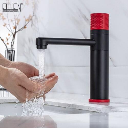Black Bath Sink Faucets Hot Cold Water Mixer Crane Bathroom Faucet Single Handle Bathroom Faucets ELM822