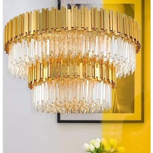 Modern Luxury Golden Chandeliers Hanging Light Crystal Chandelier Lighting Fixture for Home Hotel Restaurant KTV Decor