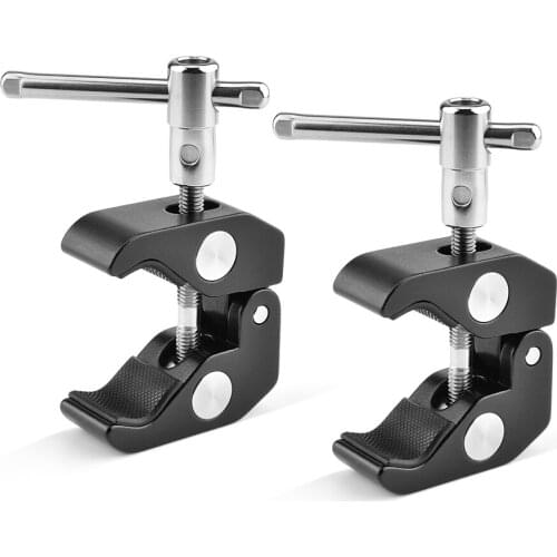 Photography Super Clamp (2 Pack) Magic Arm Clamp for DJI Ronin Camera Monitor LED Light Stand Rod Cross Bars Tripods Studio Clip