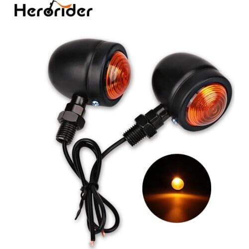 Herorider Led Bullet Turn Signal Motorcycle Led Black Bullet Turn Signals Indicator Chrome For Harley For Yamaha For Honda