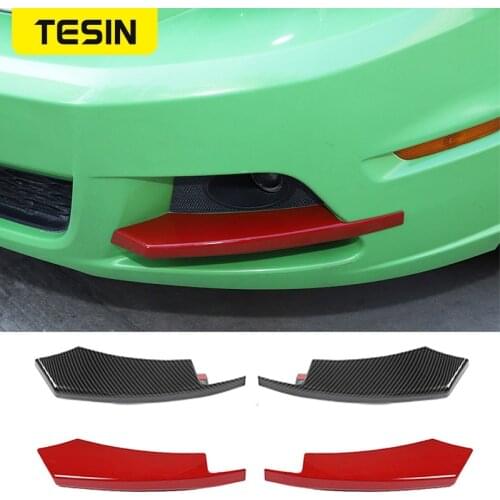 TESIN Car Front Fog Light Lower Cover Eyelid Decoration Stickers Trim For Ford Mustang 2010-2014 Exterior Parts Car Accessories