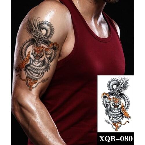 Waterproof Temporary Tattoo Sticker Realistic Dragon Tiger Animal Design Fake Tattoos Flash Tatoos Arm Body Art for Women Men