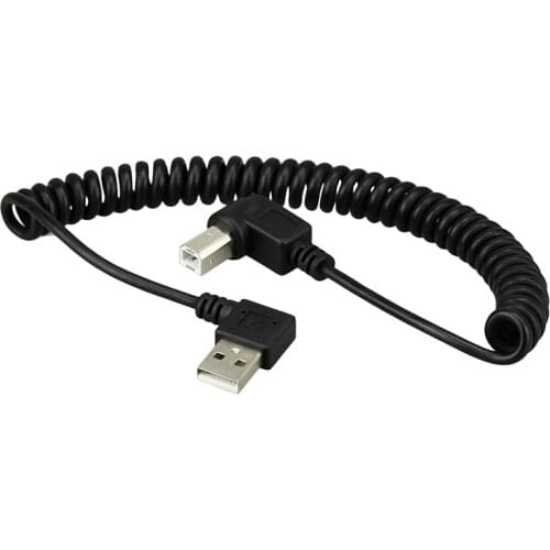 40CM USB 2.0 Male to 4pin USB B type Right Angle Retractable Data Charging Cable for USB2.0 Printer and Scanner