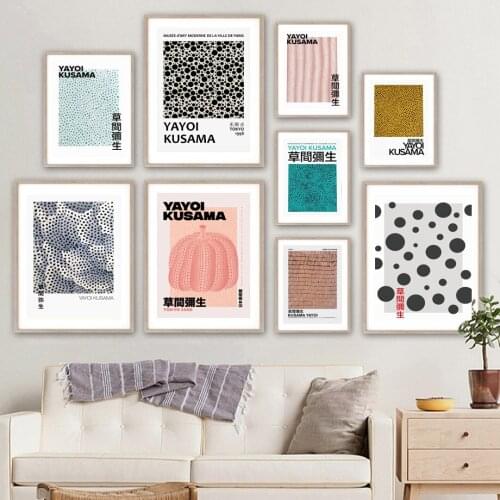 Japanese Artist Yayoi Kusama Exhibition Wall Art Canvas Painting Nordic Posters And Prints Wall Pictures For Living Room Decor
