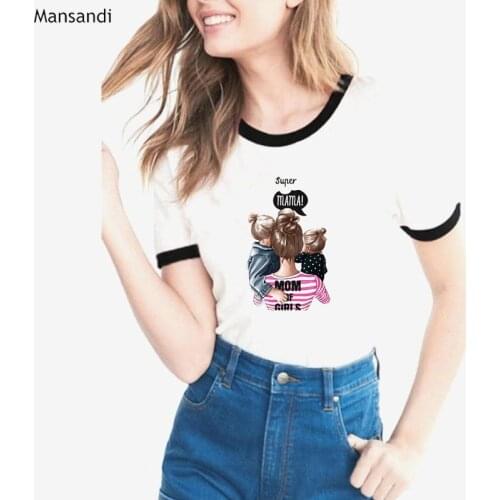 New arrival 2021 super mom tshirt women summer fashion tee shirt femme mother and Children print female t-shirt streetwear