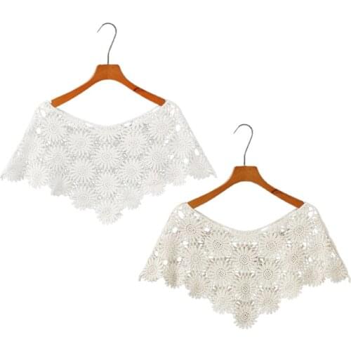 Women Knit Hollow Out Shawl Wrap Wedding Bridal Bolero Flapper Cover Up Crochet Sunflower Lace Scarf Shrug Cape Poncho
